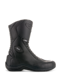 Stivali Alpinestars Andes V2 Drystar, stivali da moto touring neri, design a gambale alto, costruzione in pelle impermeabile, pannelli a soffietto anteriori e posteriori, logo a stella bianco e marchio Drystar, suola nera robusta, caviglia e punta rinforzate e protettive