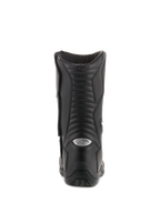 Stivali Alpinestars Andes V2 Drystar, stivali da touring impermeabili, nero, vista posteriore che mette in evidenza i pannelli a soffietto in pelle e il logo A-star riflettente argentato sul tallone, calzature da moto resistenti per adventure riding