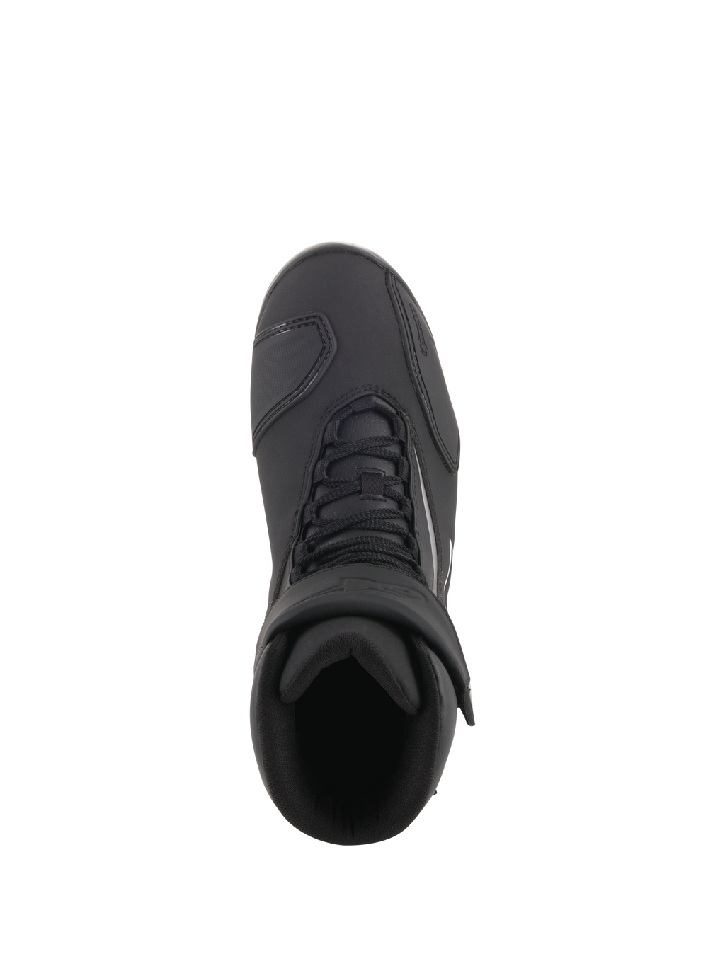 Scarpe Alpinestars Fastback 2 Drystar® Waterproof, scarpe da moto, nero e bianco, vista dall'alto con chiusura a lacci e cinturino regolabile a strappo, calzature impermeabili per guida su strada