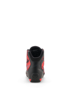 Scarpe Alpinestars Celer Superair, vista posteriore, nero e rosso brillante, con tallone in microfibra rinforzata, pannelli laterali in tessuto traspirante rosso con design grafico e colletto imbottito con fodera in mesh 3D, calzature da moto sportive