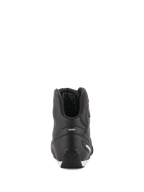 Alpinestars Faster-3 Rideknit® Shoes, scarpe da moto nere, vista posteriore con contrafforte in TPR e struttura in microfibra, calzature da corsa su strada eleganti e protettive