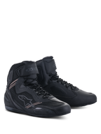 Alpinestars Faster-3 Rideknit® Shoes, scarpe da moto, nero nero, con tomaia leggera in microfibra e mesh, chiusura con lacci e cinturino a strappo sulla caviglia e design aerodinamico da corsa su strada.