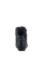 Scarpe Alpinestars Faster-3 Rideknit®, vista posteriore, colore nero, con contrafforte del tallone in TPR per il supporto laterale, tomaia in microfibra con fodera in mesh traspirante, calzature tecniche da moto per uso stradale