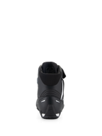 Alpinestars Scarpe Faster-4, scarpe da moto, nero, vista posteriore con contrafforte del tallone in TPR, colletto in morbido tessuto e accenti bianchi su tallone e suola, calzatura protettiva ad alte prestazioni