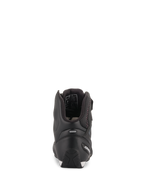 Scarpe Alpinestars Stella Faster-3 Rideknit® da donna, nero con dettagli rosa, vista posteriore che mostra la protezione del tallone e la striscia riflettente, calzatura tecnica da moto alta in materiale a maglia traspirante