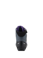 Alpinestars Scarpe Stella Faster-4, scarpe da moto da donna, nere, grigie e viola, vista posteriore con contrafforte in TPR e fodera in mesh 3D
