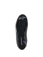 Alpinestars Stella Faster-4, scarpe da moto da donna, vista della suola, nero, grigio e viola, gomma testurizzata per il grip.