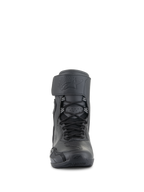 Alpinestars Superfaster Riding Shoes, Nero, vista frontale di calzature da moto alte con sistema di allacciatura rapida, ampia fascia superiore con logo in rilievo e design protettivo aerodinamico