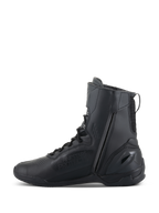 Scarpe Alpinestars Superfaster, scarpe da moto, nero nero, profilo alto 25 cm con lunga cerniera mediale e sistema di lacci rapidi, elegante design in microfibra con tallone rinforzato