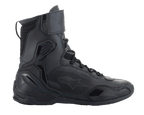 Scarpe Alpinestars Superfaster, scarpe da moto, nero, profilo alto high-top con sistema di allacciatura rapida e cinturino sulla caviglia, dotate di pannelli in microfibra e Rideknit, contrafforte del tallone rinforzato in TPU e protezione sulla punta, design sportivo per guida su strada