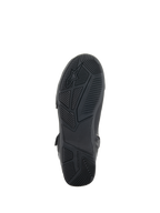 Scarpe Alpinestars Superfaster, nero, vista dal basso della suola in gomma con grip ingegnerizzato e motivi del battistrada, logo e marchio Alpinestars, progettate per la stabilità alla guida della moto.