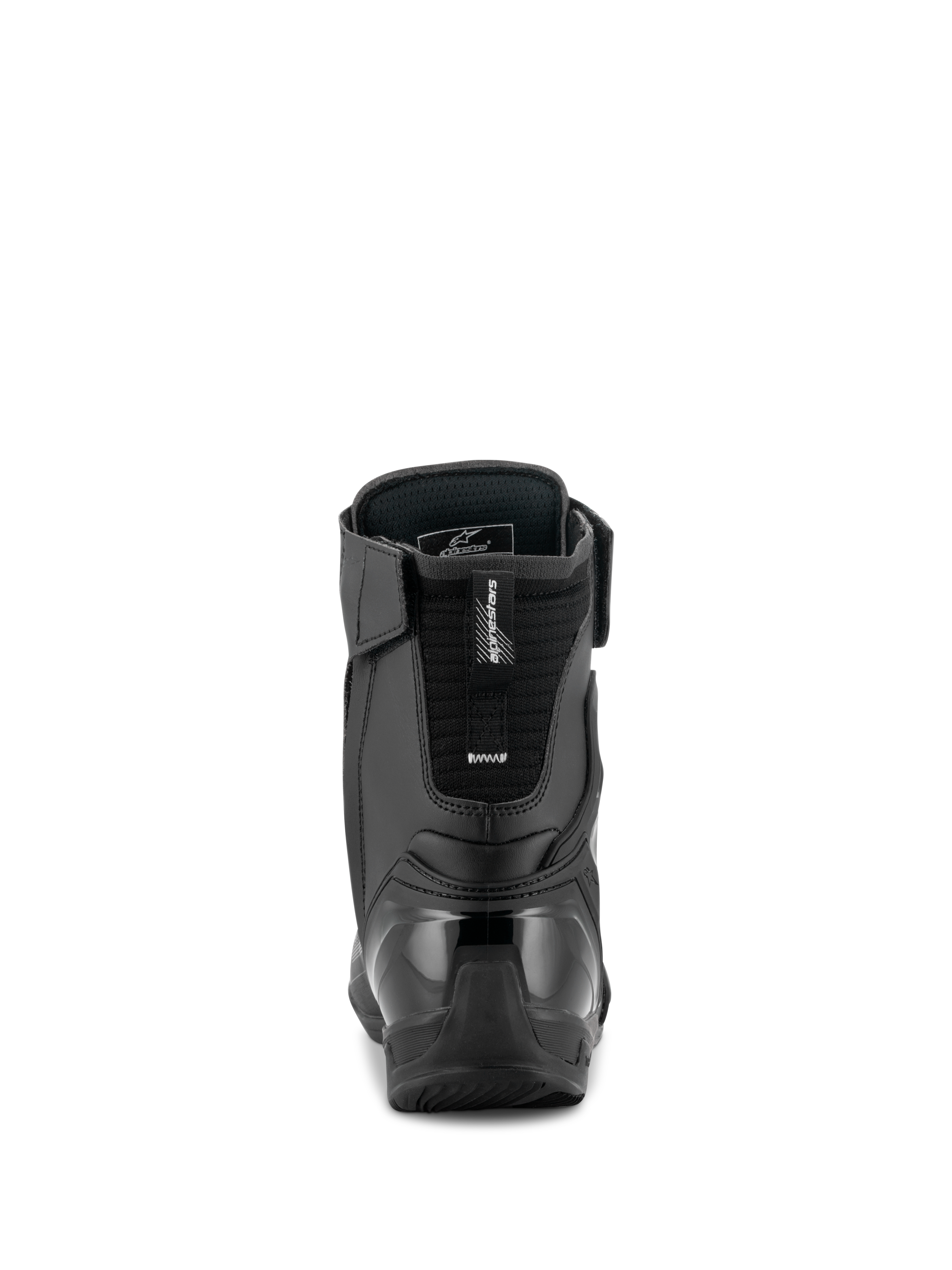 Scarpe Alpinestars Superfaster, Nero Grigio Rosso Brillante, vista posteriore che mostra il contrafforte del tallone in TPU rinforzato e l'estensione del tendine di Achille, scarpa tecnica da moto alta con pannelli in microfibra