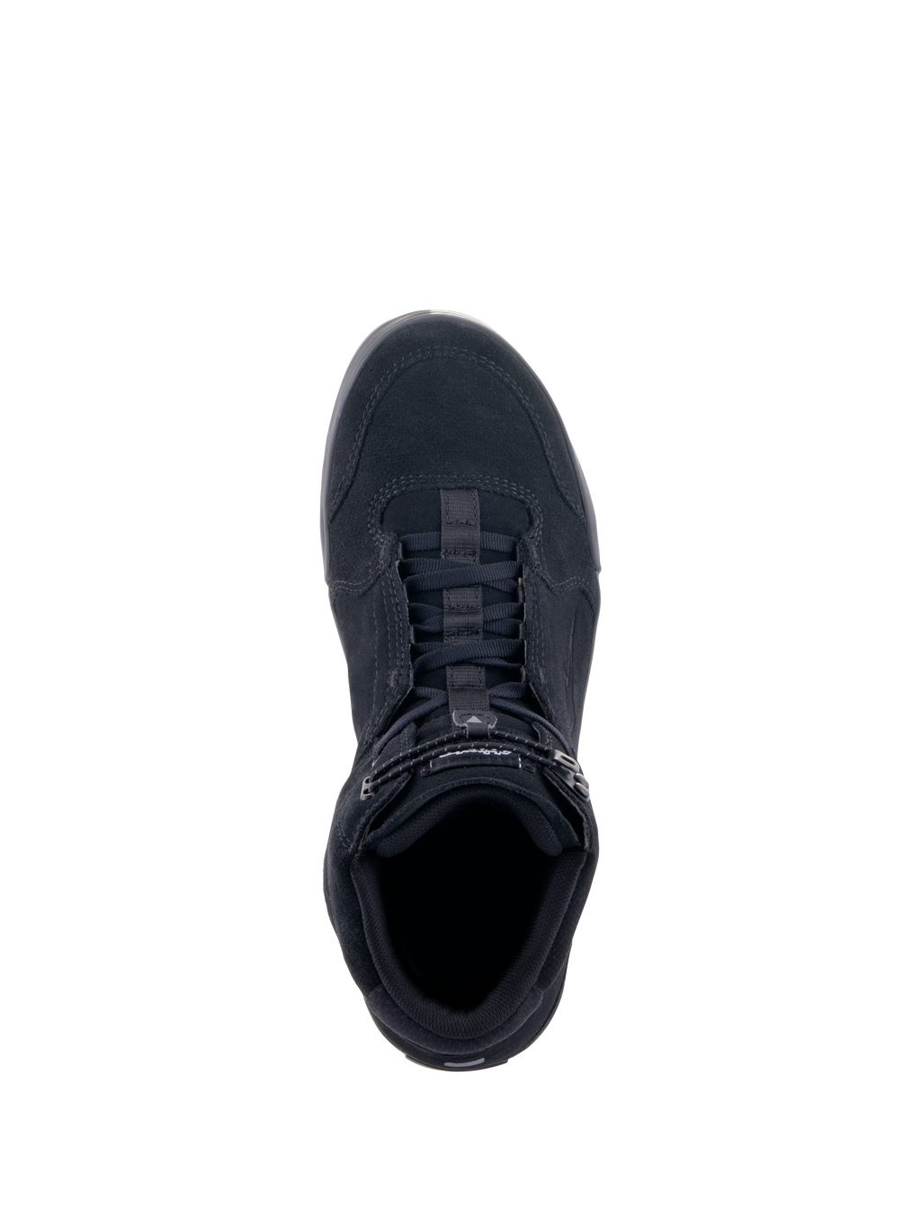 Scarpe da moto Alpinestars Chrome, Nero, vista dall'alto, con costruzione in camoscio diviso, chiusura stringata con cinturino superiore elastico, silhouette urbana casual progettata per la protezione in moto