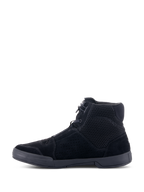 Alpinestars Chrome Air Shoe, scarpa da moto urbana, nero/nero, vista laterale, design sneaker alta con mesh traspirante e struttura in camoscio, suola in gomma piatta
