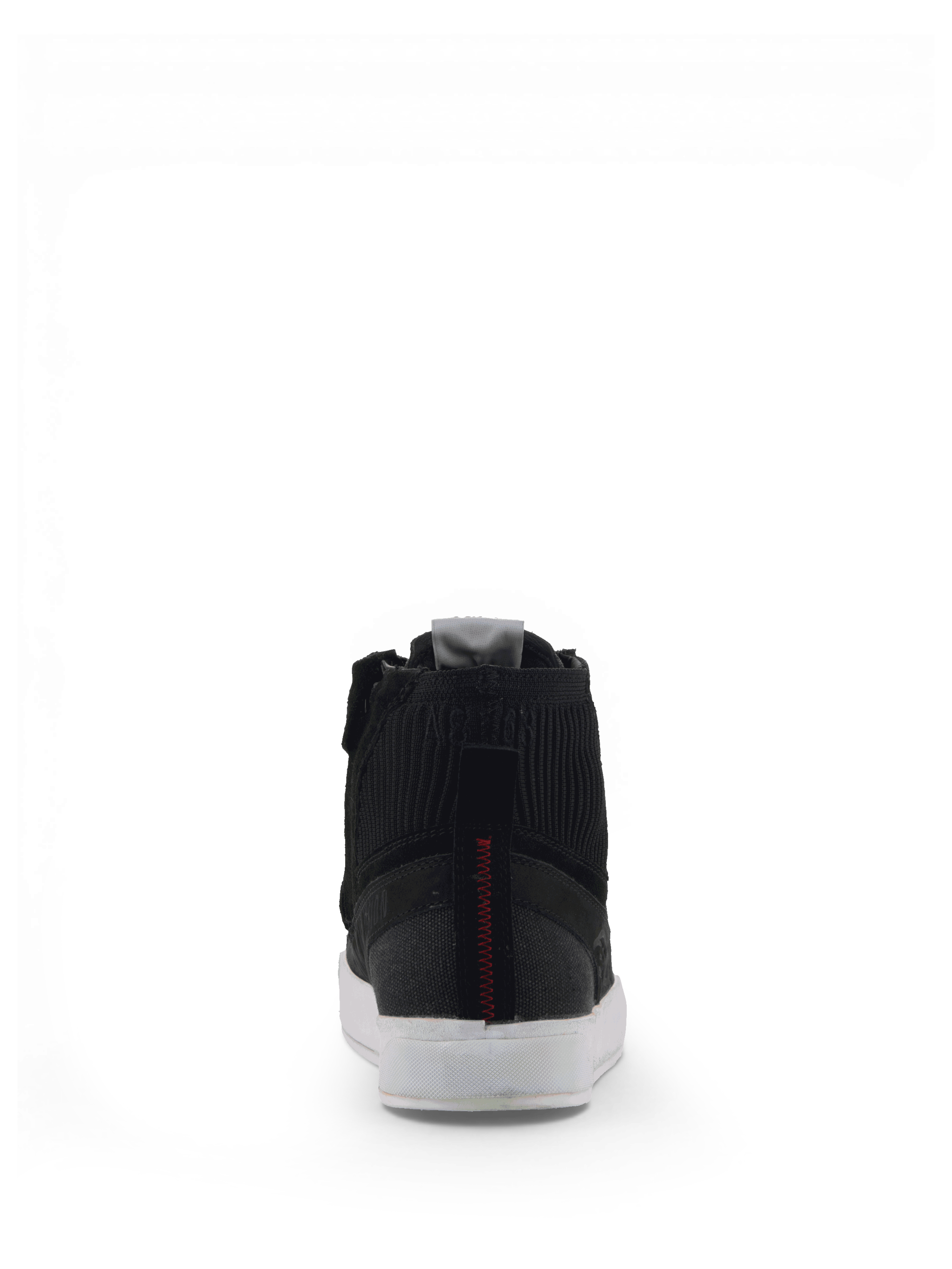 Alpinestars Scarpe Stated, scarpe da moto urban da uomo, vista posteriore, nero e bianco, in nubuck e tela con suola vulcanizzata