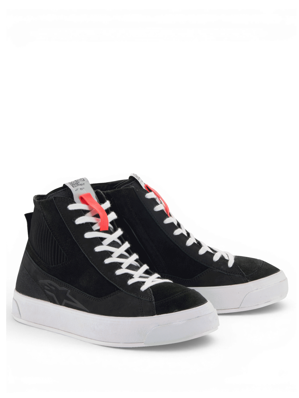 Alpinestars scarpe Stella Stated Podium, scarpe da moto urban da donna, nero e bianco, stile skate retro in nabuk e pelle, suola vulcanizzata bianca, calzature protettive