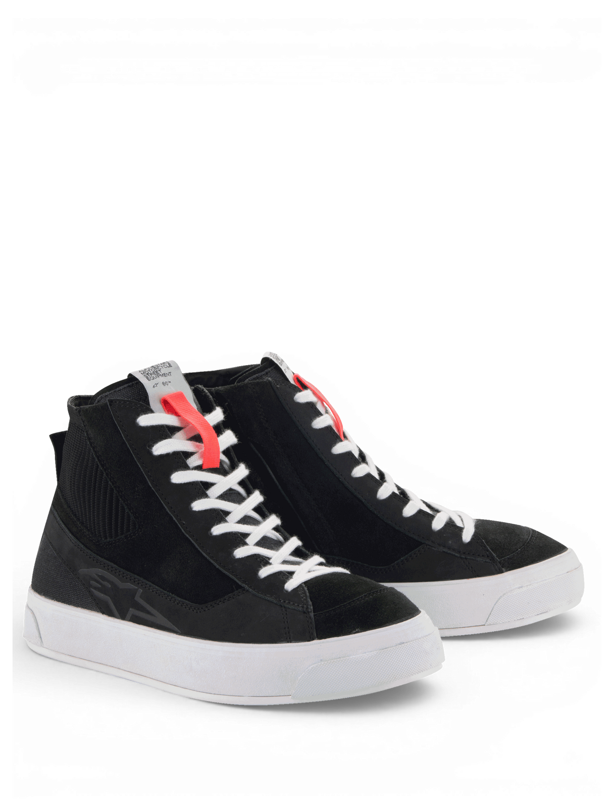 Alpinestars scarpe Stella Stated Podium, scarpe da moto urban da donna, nero e bianco, stile skate retro in nabuk e pelle, suola vulcanizzata bianca, calzature protettive