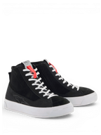 Alpinestars scarpe Stella Stated Podium, scarpe da moto urban da donna, nero e bianco, stile skate retro in nabuk e pelle, suola vulcanizzata bianca, calzature protettive