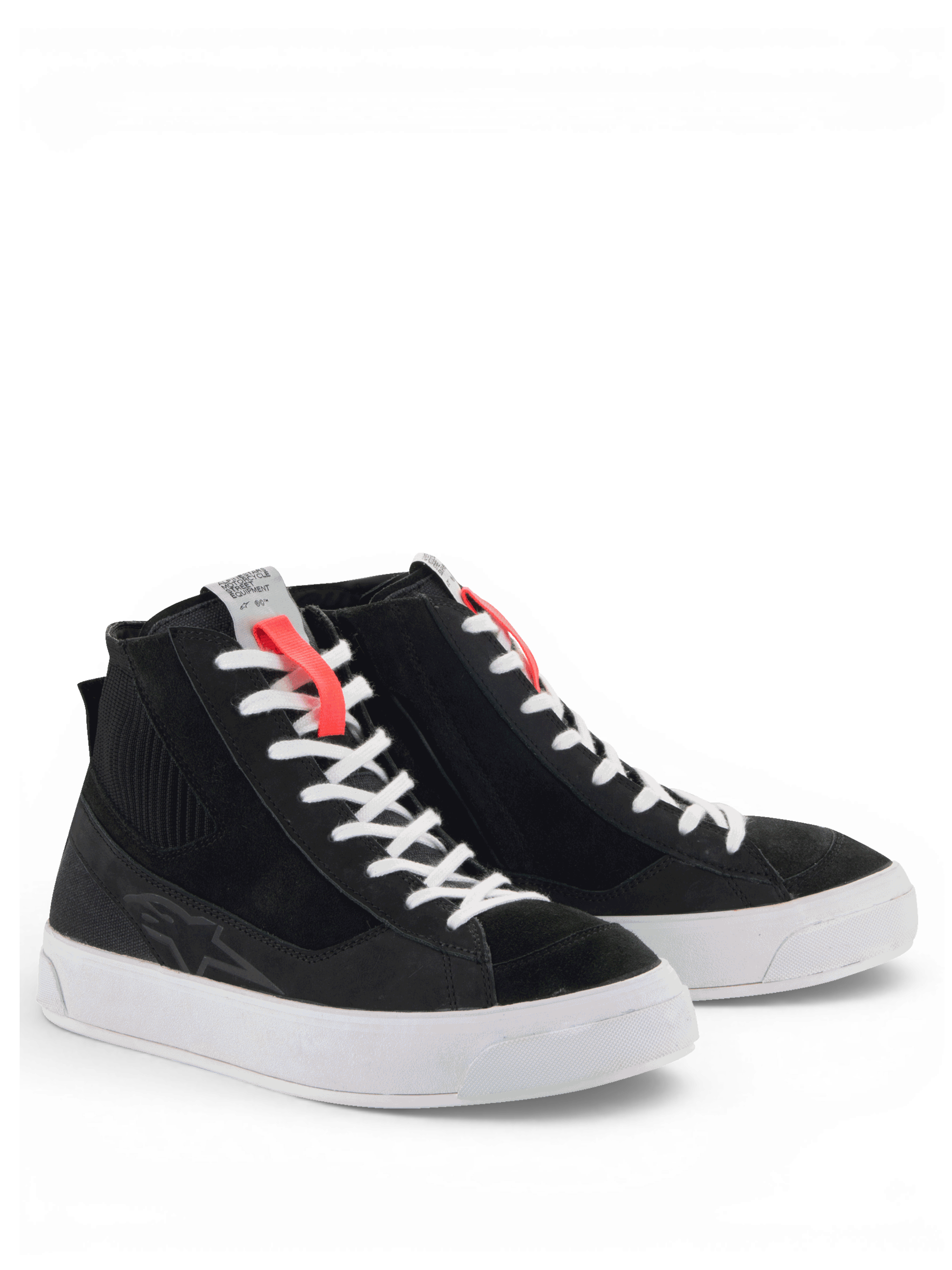 Alpinestars scarpe Stella Stated Podium, scarpe da moto urban da donna, nero e bianco, stile skate retro in nabuk e pelle, suola vulcanizzata bianca, calzature protettive