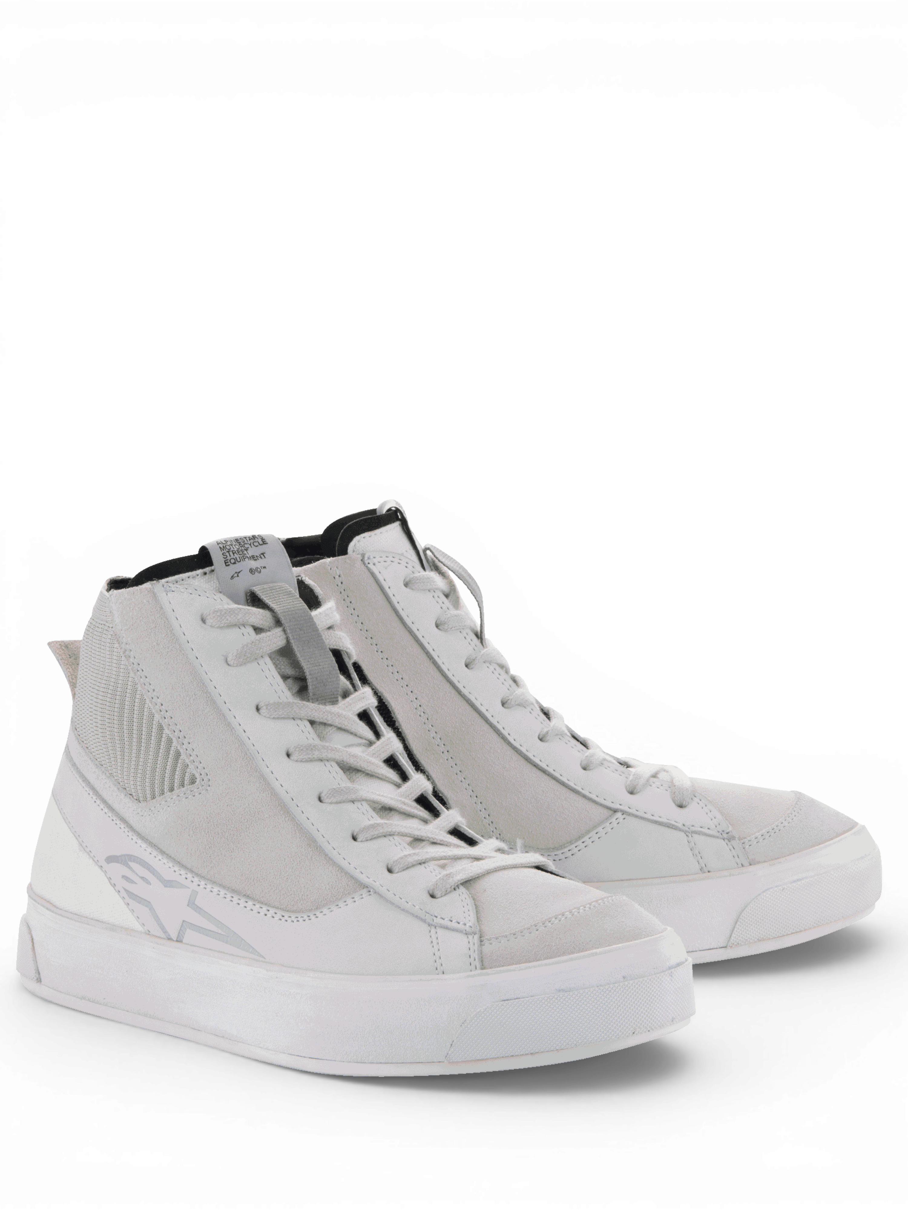 Alpinestars Scarpe Stella Stated Podium, scarpe da moto urban da donna, bianco e grigio freddo, suola vulcanizzata.
