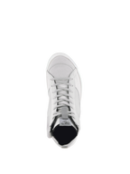 Alpinestars Scarpe Stella Stated Podium, scarpe da moto urban da donna in pelle, bianco e grigio freddo, vista dall'alto.