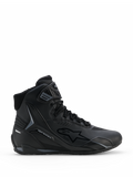 Alpinestars Faster-4 Drystar, scarpe da moto nero e grigio, design alto con chiusura stringata e cinturino alla caviglia a strappo, membrana impermeabile Drystar e logo Alpinestars, profilo sportivo per guida su strada