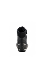 Alpinestars Scarpe Stella Faster-4 Drystar® da donna, nero e argento, vista posteriore che mostra il tallone rinforzato con dettagli argento, colletto imbottito e design in microfibra impermeabile