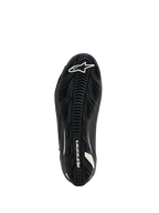 Alpinestars Stella Faster-4 Drystar Shoes da donna, scarpe da moto, nero, vista della suola con battistrada in gomma testurizzata, logo e marchio Alpinestars bianchi, progettata per grip e durata superiori