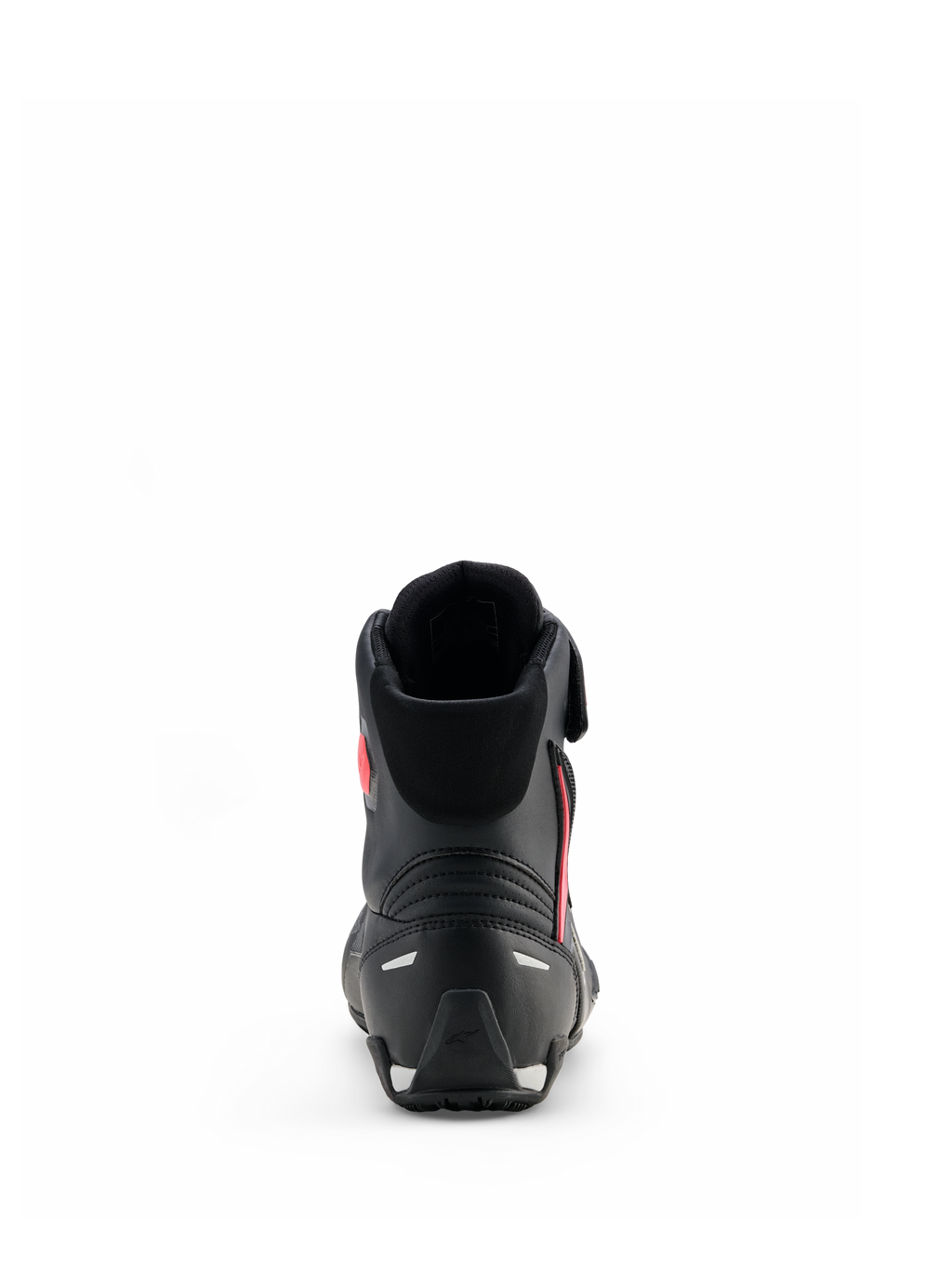Alpinestars Scarpe Stella Faster-4 Drystar®, Nero Grigio Corallo Fluo, vista posteriore con supporto per il tallone e dettagli riflettenti, scarpe da moto impermeabili con design d'ispirazione sportiva per donna