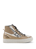 Alpinestars Stella Stated Flair Shoes, scarpe da moto alte da donna, grigio caldo e bianco, lacci neri, dettagli in pelle traforata, scritta 'One Goal. One Vision.' sul lato