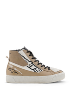 Alpinestars Stella Stated Flair Shoes, scarpe da moto alte da donna, grigio caldo e bianco, lacci neri, dettagli in pelle traforata, scritta 'One Goal. One Vision.' sul lato