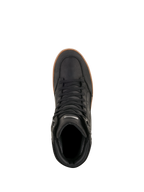 Alpinestars J-6 Waterproof Shoe, Black Gum, vista dall'alto, scarpa moto in pelle nera con suola in gomma color gomma, stile sneaker urban con lacci neri