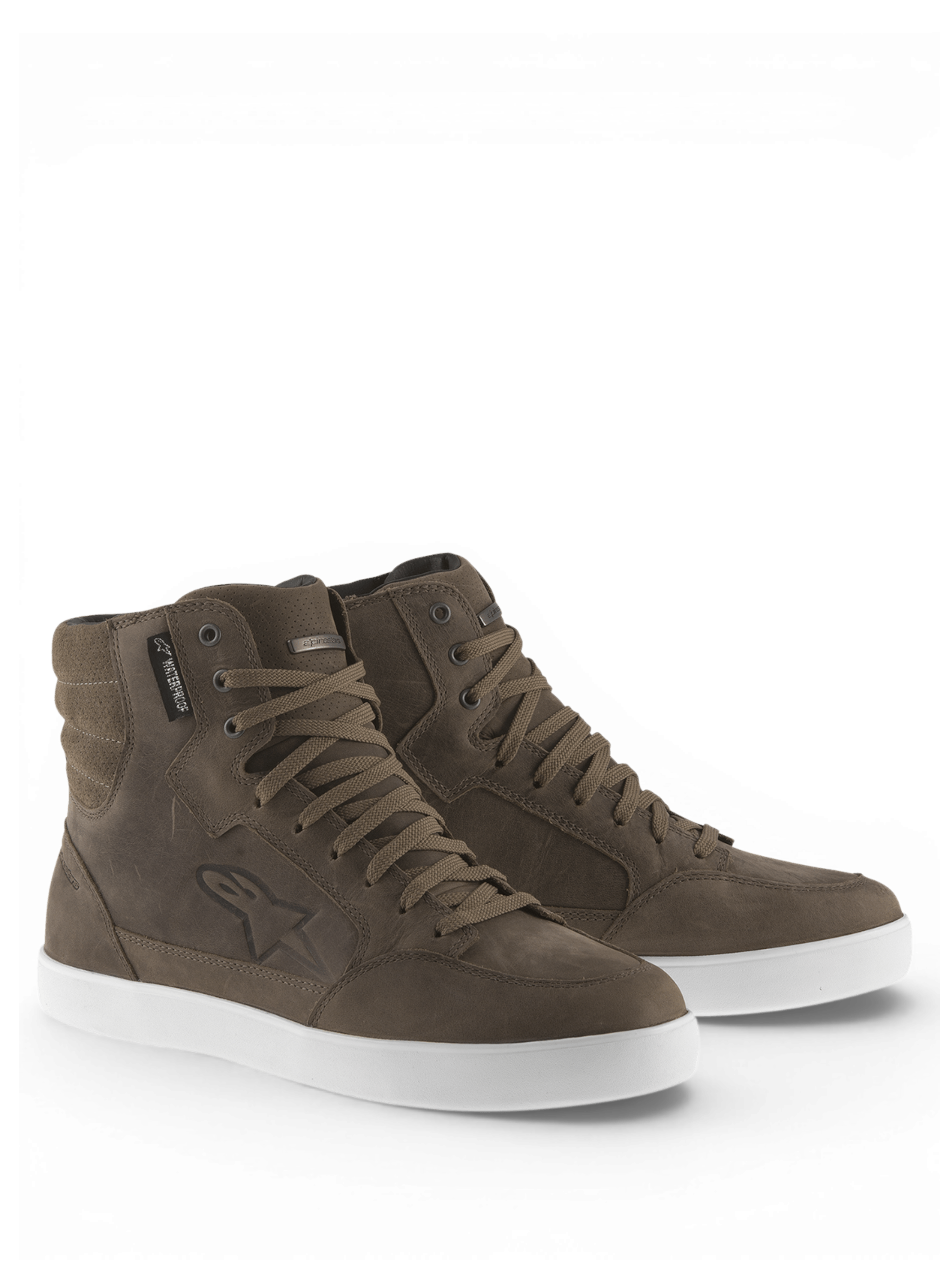 Alpinestars Scarpe J-6 Impermeabili, scarpe da moto urban da uomo, marrone e bianco, in pelle premium.