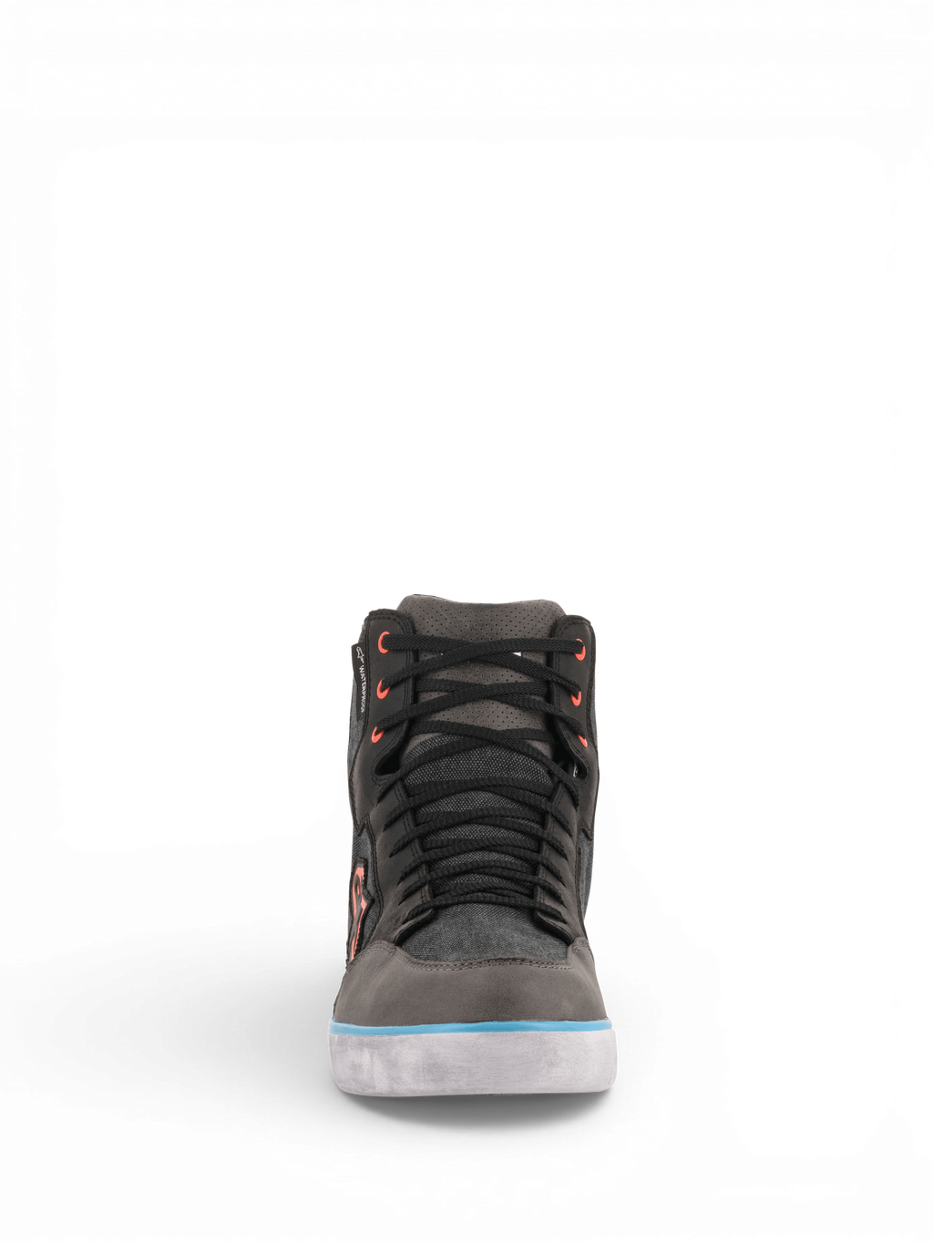 Alpinestars Scarpe J-6 Impermeabile Canvas, scarpe da moto urban da uomo, grigio e nero con accenti azzurri, impermeabili e certificate CE