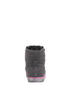 Scarpa J-6 Waterproof Donna Alpinestars, grigio e fucsia, vista posteriore, tomaia in pelle scamosciata con dettaglio rosa dell'intersuola e logo in rilievo sulla suola in gomma, calzature da moto urban