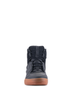 Scarpe Alpinestars Chrome Drystar®, Nero e Para, vista frontale di scarpa da moto urbana, sneaker casual a collo alto con lacci, realizzazione in pelle e camoscio con suola in gomma marrone