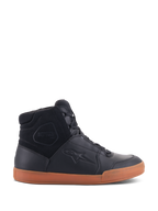 Scarpe Alpinestars Chrome Drystar®, scarpe da moto urbane, nero con suola gum, design high-top con pannelli in pelle premium e scamosciato, calzatura protettiva dallo stile casual urban