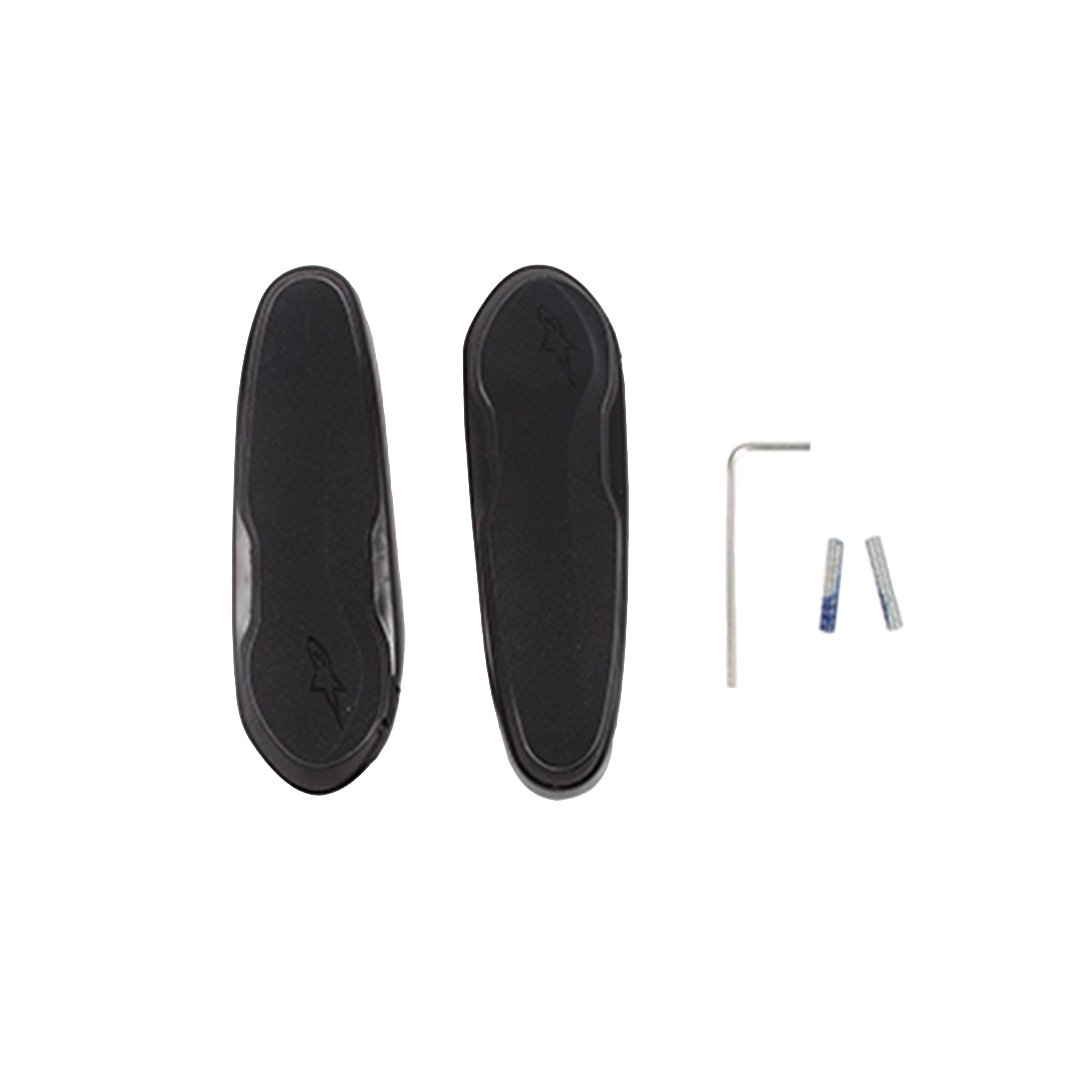 Alpinestars Slider punta con viti, ricambi per stivali da moto, nero, due slider sintetici con logo Astars inciso, include chiave esagonale argento e minuteria di montaggio per stivali racing