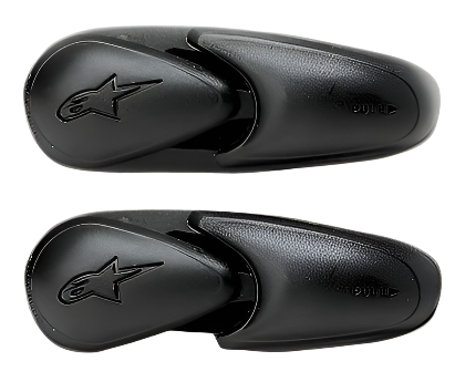 Alpinestars Super SMX 3 Slider, coppia di saponette di ricambio per la punta dello stivale da moto, nero, finitura opaca con logo a stella Alpinestars in rilievo, ricambio per calzature SMX-3