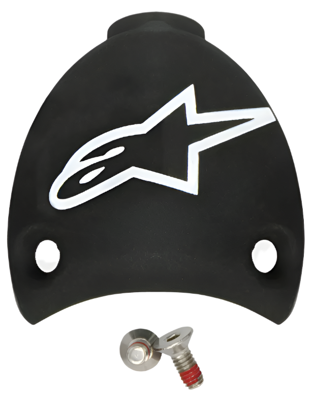 Alpinestars Cappuccio Tacco Sostituibile SMX Plus, ricambio per stivali da moto, nero e bianco, con logo Astars bianco e due viti di montaggio, costruzione in plastica resistente per la manutenzione dello stivale