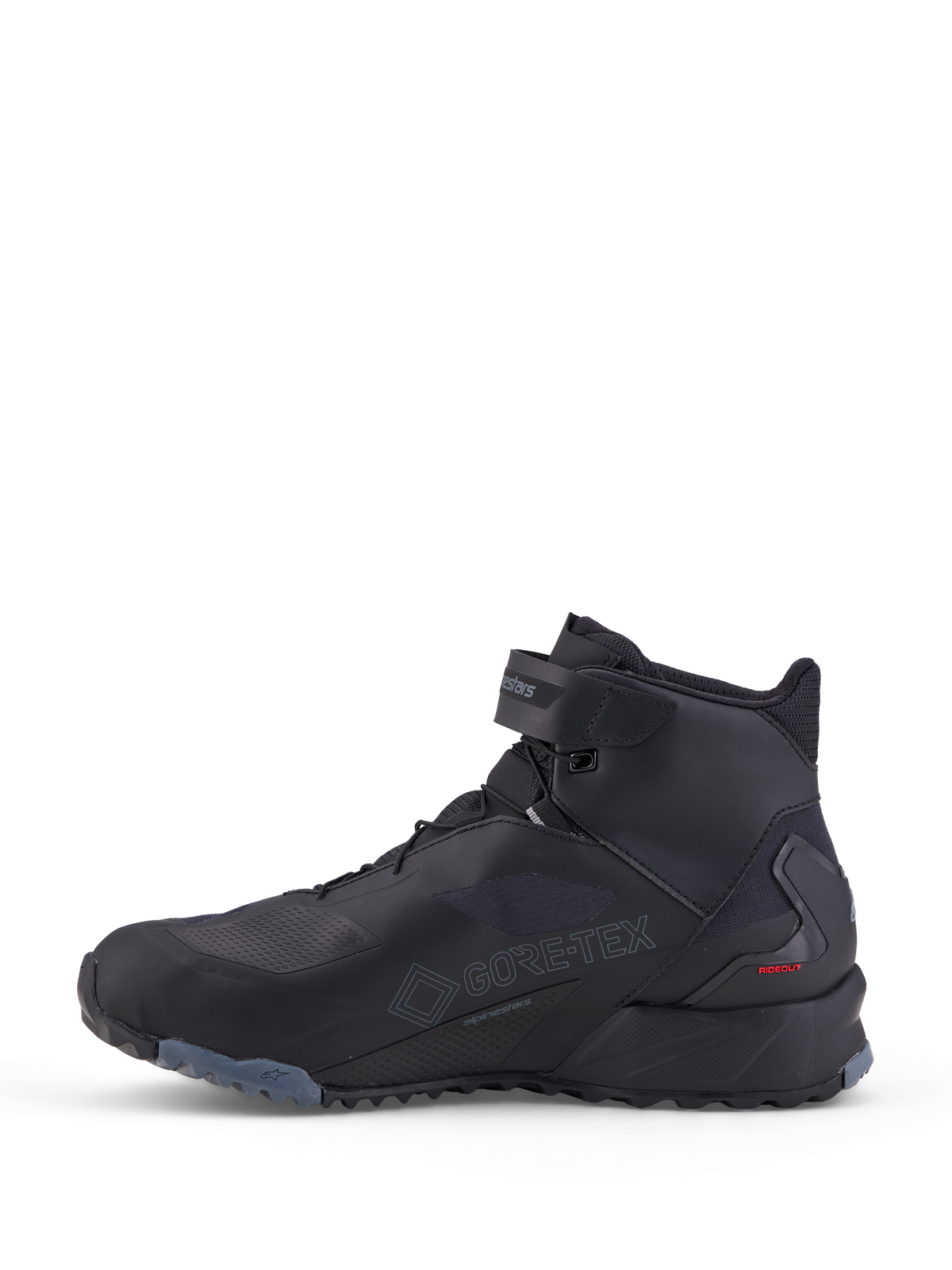 Alpinestars Cr X Gore Tex Scarpe, scarpe da moto impermeabili, nere e grigio scuro, con membrana GORE-TEX e chiusura con cinturino alla caviglia