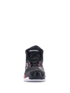Alpinestars CR-X Women's Drystar® Riding Shoe, Nero Bianco Diva Pink, vista frontale, calzatura da moto impermeabile con tomaia in tessuto tecnico, lacci e cinturino in velcro sulla caviglia, con logo bianco e accenti diva pink.