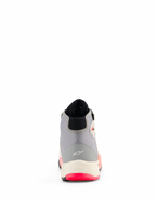 Alpinestars CR-X Women's Drystar® Riding Shoes, scarpe da moto, bianco, grigio medio, nero e rosa diva, vista posteriore che mostra la struttura del tallone con logo Alpinestars, intersuola bianca e dettagli della suola rosa acceso
