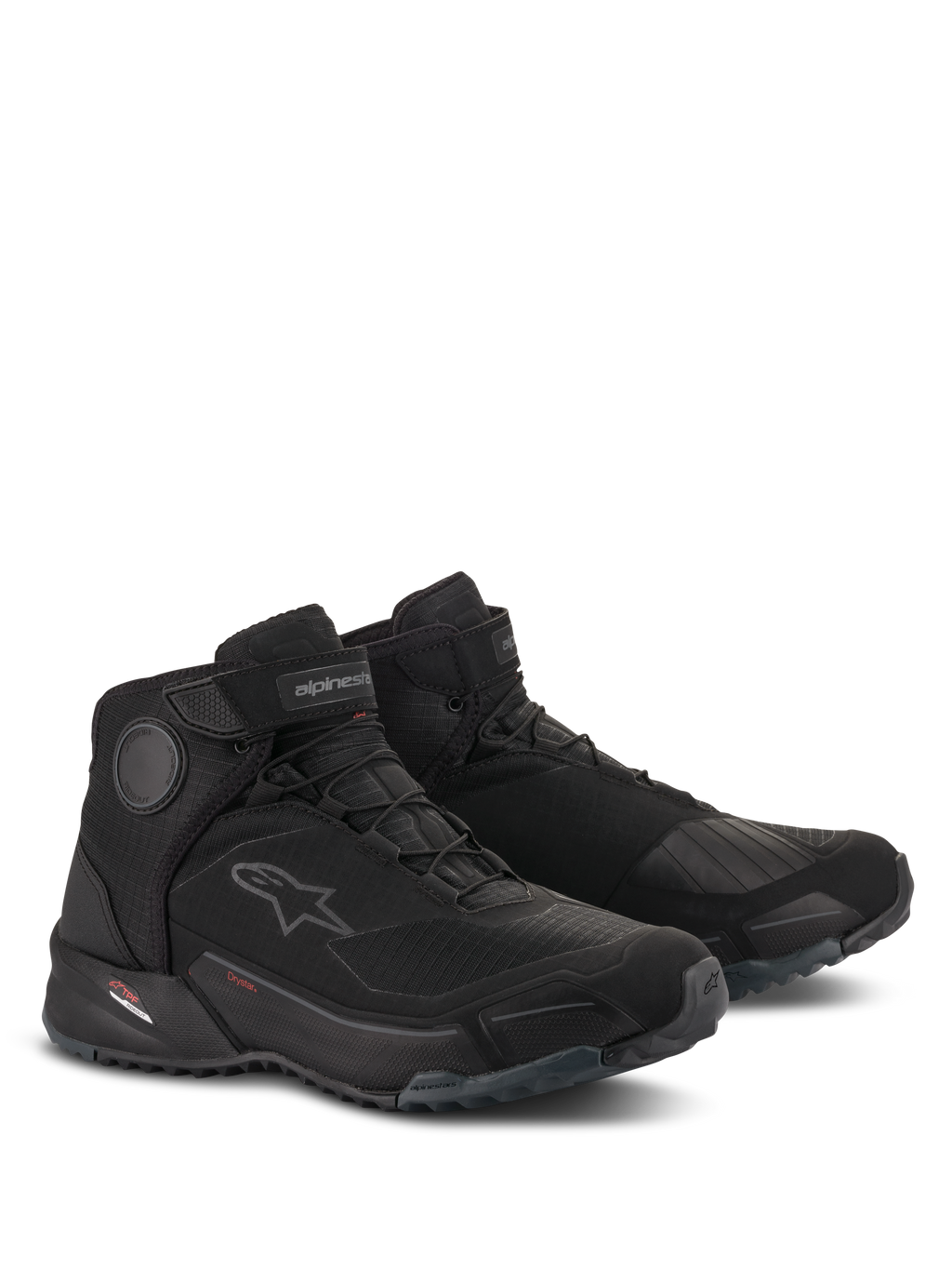 Alpinestars CR-X Drystar® Riding Shoes, scarpe da moto impermeabili, nero, design sportivo con calzata da scarpa da running, dotate di dischi protettivi per la caviglia, rinforzo per il cambio e suola in gomma robusta per la guida urbana e il comfort nella camminata