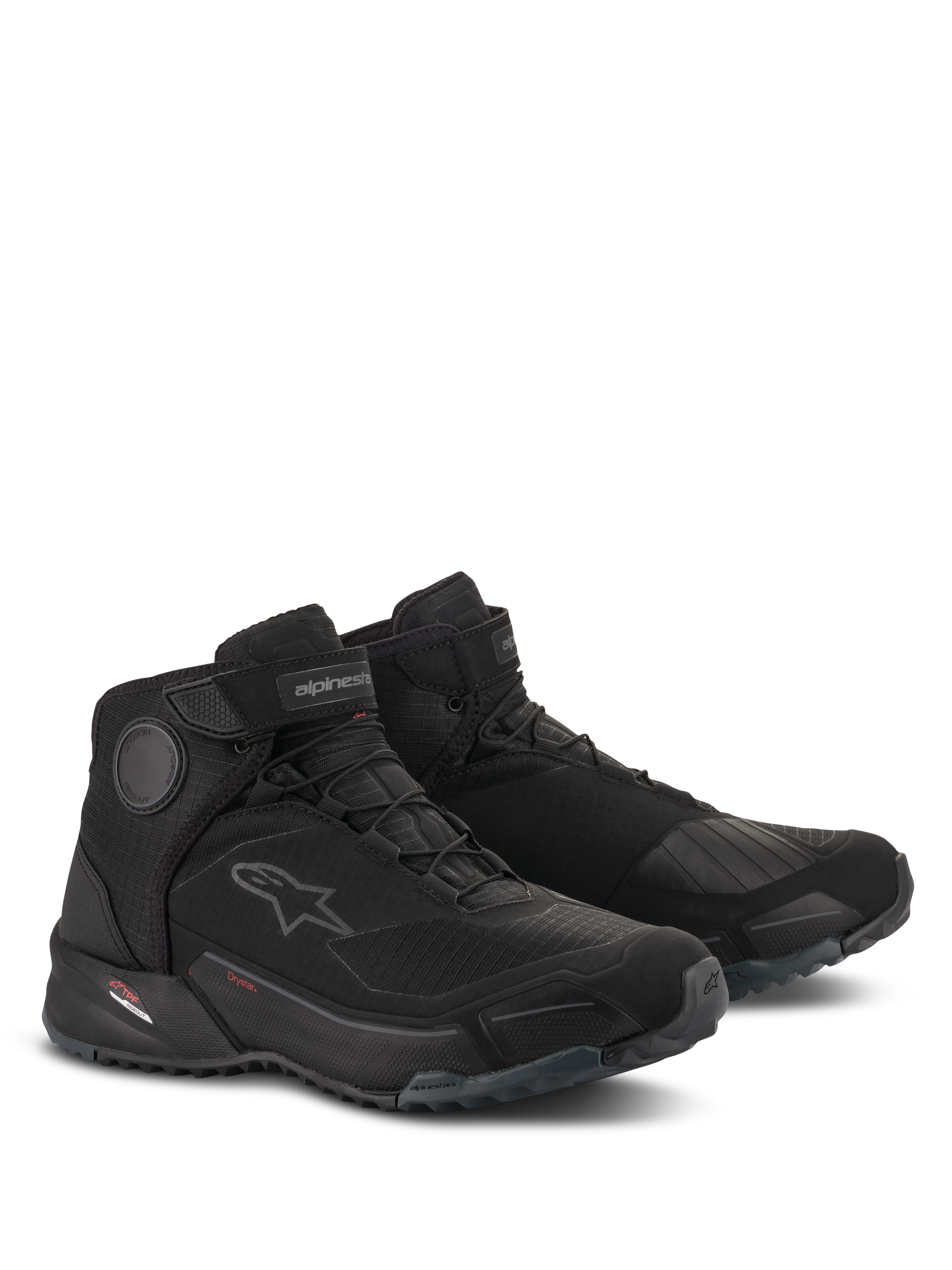 Alpinestars CR-X Drystar® Riding Shoes, scarpe da moto impermeabili, nero, design sportivo con calzata da scarpa da running, dotate di dischi protettivi per la caviglia, rinforzo per il cambio e suola in gomma robusta per la guida urbana e il comfort nella camminata