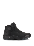 Scarpe da moto Alpinestars CR-X Drystar®, scarpe da moto, nero, vista di profilo, design elegante ispirato alle sneaker con suola robusta, con marchio Drystar e dischi protettivi sulla caviglia