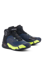 Scarpe da moto Alpinestars CR-X Drystar®, nero, blu scuro e giallo fluo, scarpe da moto impermeabili con silhouette da scarpa da running, design a taglio medio dallo stile atletico e vivaci accenti giallo fluorescente
