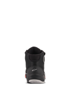 Scarpe da moto Alpinestars CR-X Drystar®, vista posteriore, colore nero camo rosso, logo Alpinestars bianco sul tallone, colletto imbottito e suola resistente con dettagli rossi e grigi