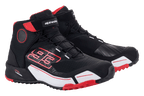 Alpinestars MM93 CR-X Drystar® Riding Shoes, scarpe da moto, nero rosso e bianco, con grafica Marc Marquez 93, design atletico sportivo con marchio Drystar impermeabile, zona cambio protettiva e suola robusta.