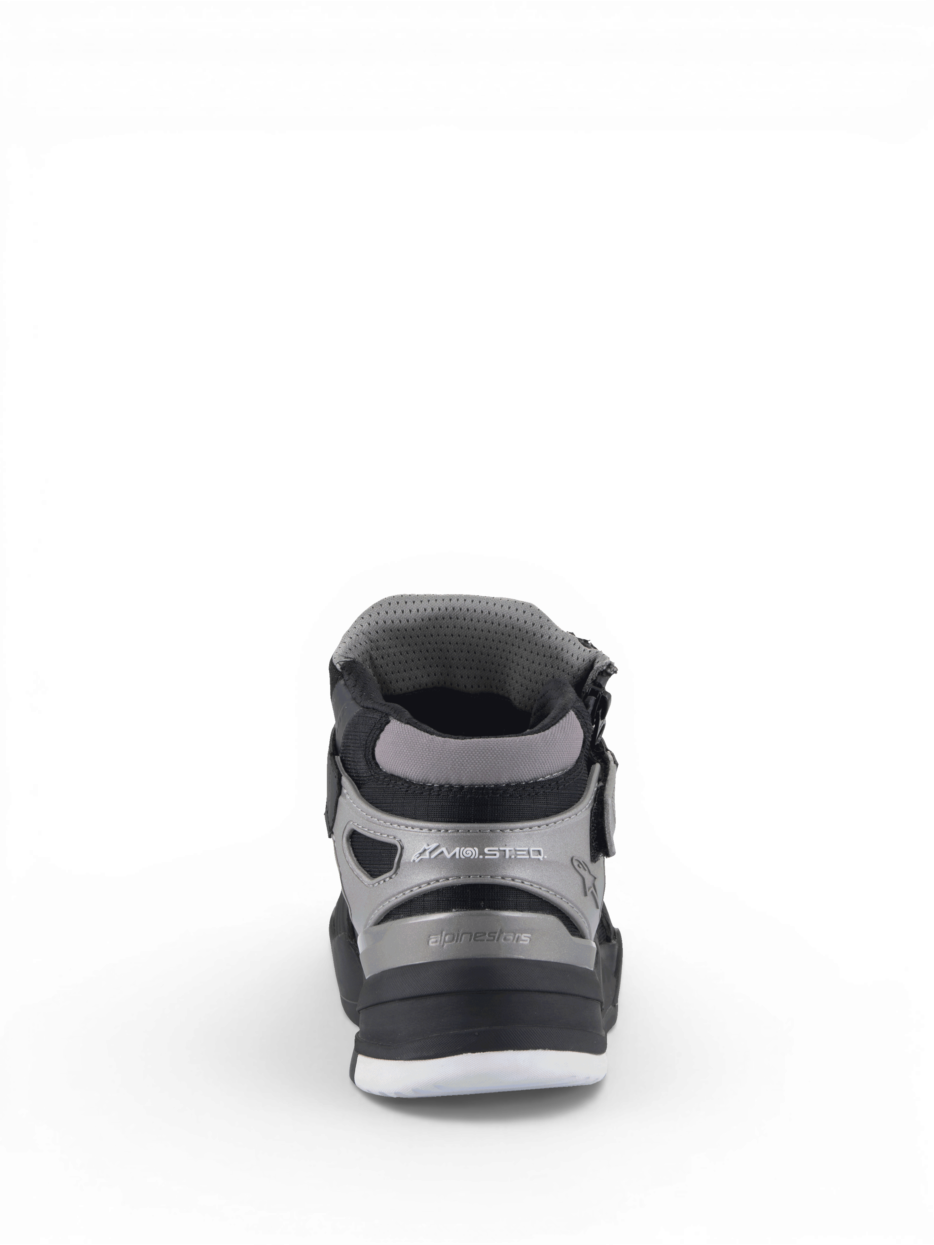 Alpinestars scarpe Speedflight Street, scarpe da moto urban da uomo, nero e grigio canna di fucile, vista posteriore con protezione del tallone e dischi per la caviglia integrati